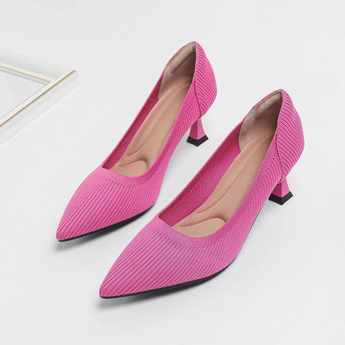 Women's High Heels Fashion Pattern Soft Knitted Comfortable Breathable Shoes 2025 New (6cm High) - Belvar