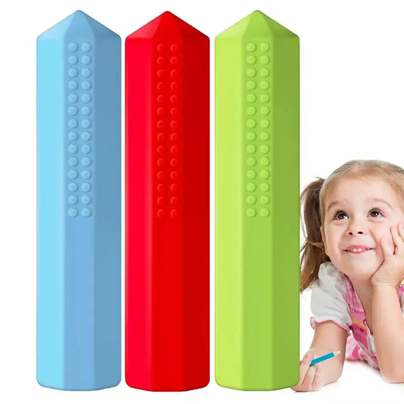 3pcs Silicone Pencil Cap Sensory Oral Motor Chew Aid Topper for Eraser Teether Caps Pencils Silica Gel Cute Decoration