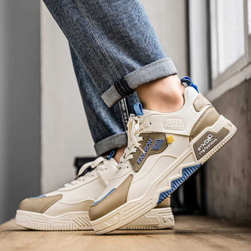 2025 Summer Fashionable Board Shoes Casual Sports Youth Thick Soled Walking Fashion Shoes Height Increasing Men's White Shoes - Belvar