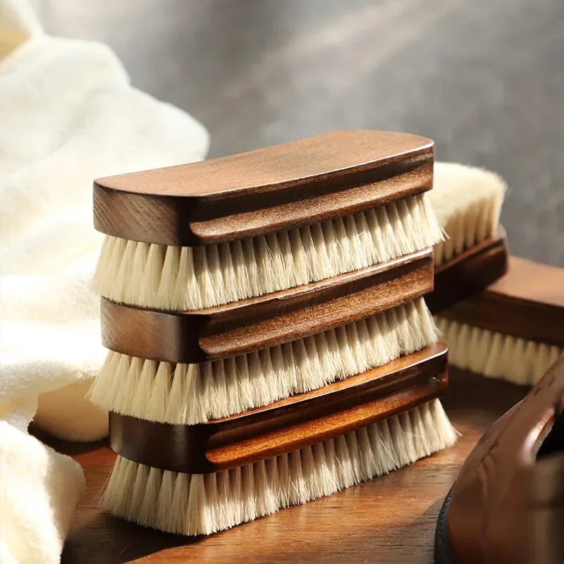 Shoe brush wool hair leather care shoe polish boot cleaner shoe care Multifunctional Soft wool shoe brush with wooden handle