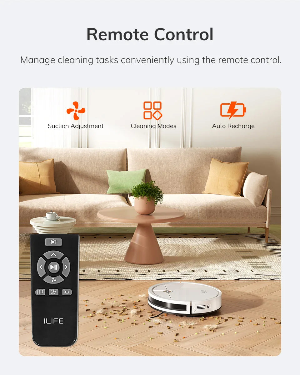  ILIFE V2 Robot Vacuum Cleaner, 120 Min Runtime, Self-Charging Robotic Vacuum, Slim, Quiet, Ideal for Pet Hair and Hard Floors