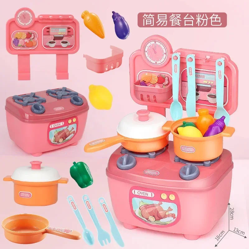 Kitchen Toys Imitated Chef Light Music Pretend Cooking Food Play Dinnerware Set Safe Cute Children Girl Toy Gift Fun Game Gifts - Belvar