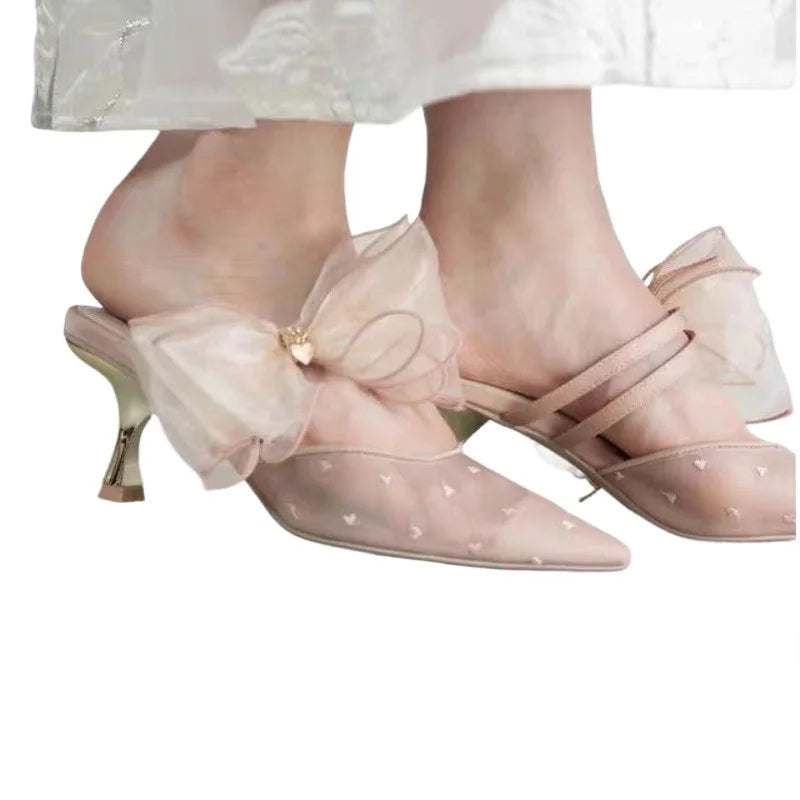 Ladies Shoes 2025 New Summer Closed Toe Women's Slippers Fashion Outdoor Best Seller Dress Hot Sale Mesh Elegant High Heels - Belvar