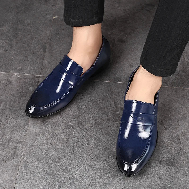 Men's Shoes Loafers Dress Man British Casual Single Leather Small Square Toe Mens Genuine Shoe Formal Black Elegant Good Quality - Belvar
