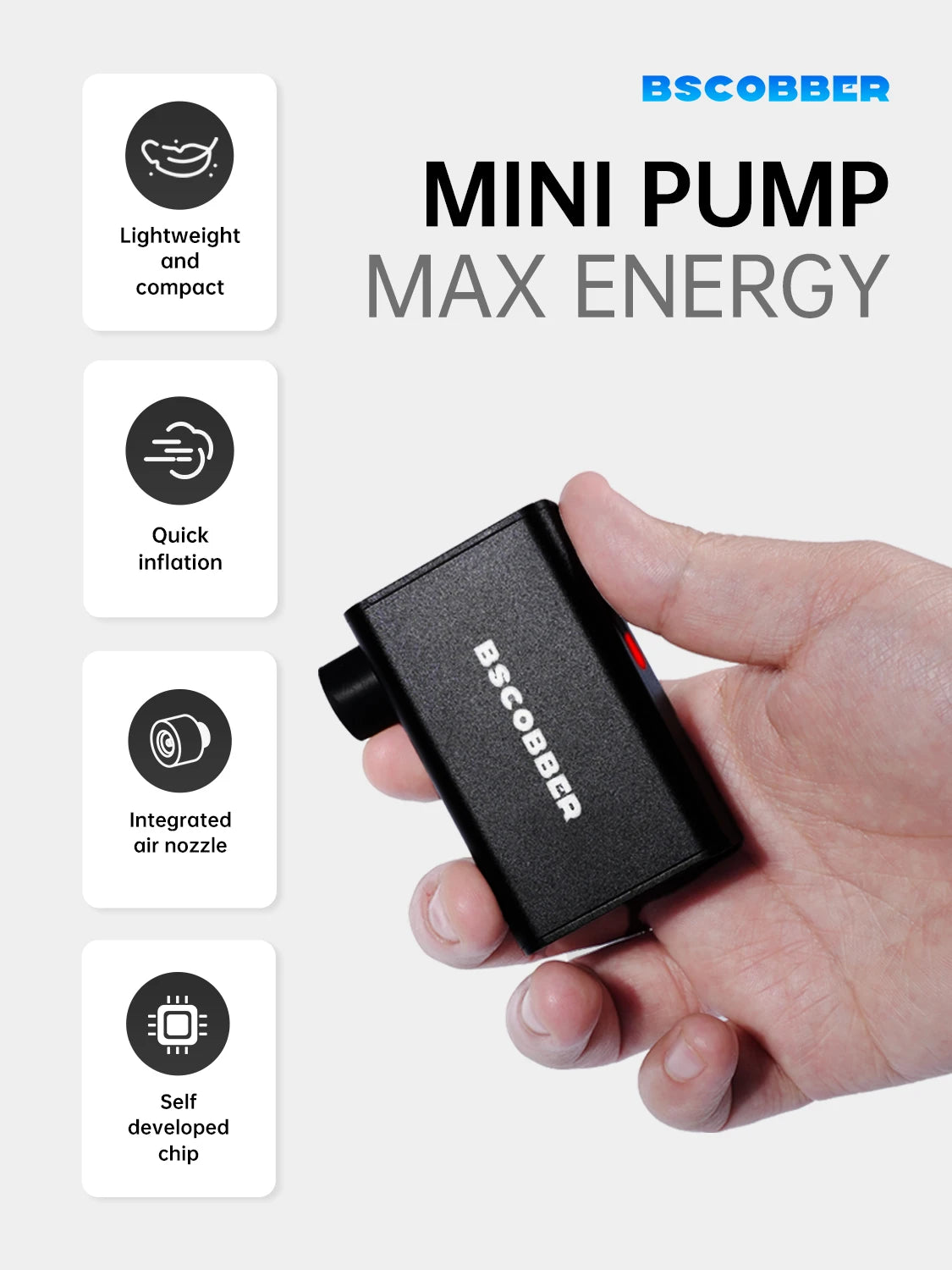 Portable mini Pump for Bike Tires - Mini Air Compressor Cycling Tire Inflator 100PSI - Mountain Bike Road Bicycle Tire Pump