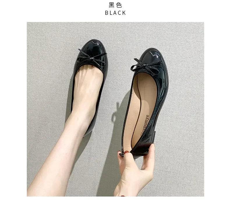 Ballet Flats Shoes Women Classics Casual Loafers Red Patent Leather Lady Fashion Design Bowknot Shoes for Woman's Spring/Autumn - Belvar