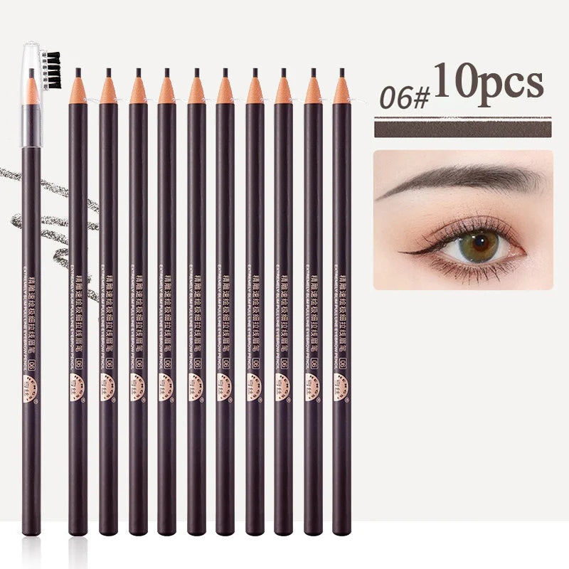 1/3/5/10pcs Ultra-fine Eyebrow Pencil 2mm Line Smooth Soft Eyebrow Pencil Brown Waterproof Long Lasting Make-up Pen with Brush