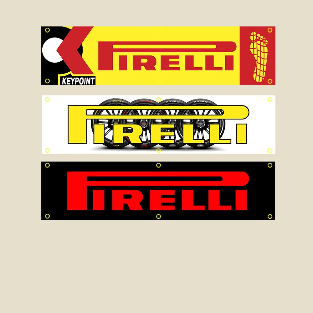 WinBanner 2x8 Fts Pirellis Tyres Flag Polyester Printed Banner Garage or Outdoor For Decoration