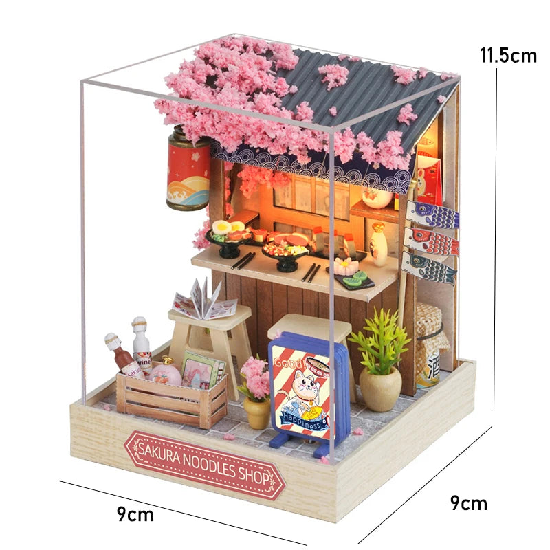 Wooden Miniature Doll House DIY Handmade Assembly Model Building Kit With Dust Cover 3D Puzzle Toys Birthday Gifts Dollhouse