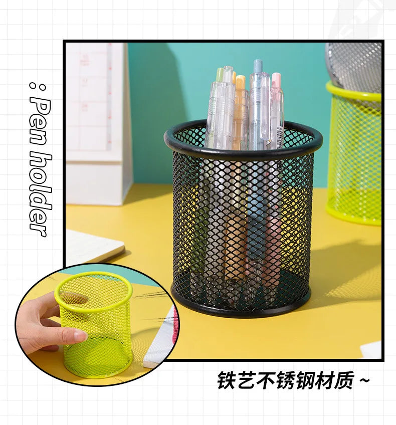 1Pcs New Pencil Holder Office Desk Metal Mesh Square Pen Pot Cup Case Container Organiser Durable Pencil Case