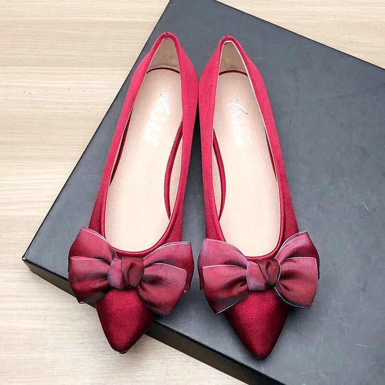 Shoes for Women Flat Heels Pointed Flat Shoes Black Flats for Women Dressy Comfort Silk Bow Size 33-43 Nice Quality Basic Shoes