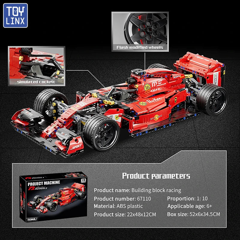 ToylinX F1 RC Race Cars Building Sets MOC Remote Control Building Blocks Car Cool Collectible Model Car Kits Toys Christmas Gift
