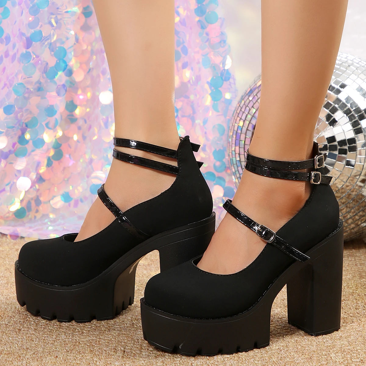 High Heels Women Mary Janes Shoes Woman Platform Fashion Sandals Women Summer New Dress Lolita Shoes Chunky Pumps Zapatos Mujer - Belvar
