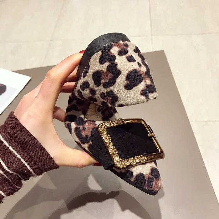 Lady Shoes Flat Heel Leopard Fashion Classic All Match Extra Big Size 44 45 46 Small Size 31 32 33 34 Pointed Toe Women Flats - Belvar