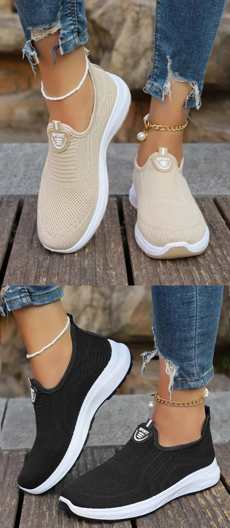 Shoes for Women Lightweight Breathable Big Size Lady Flats Slip on Casual Shoes Outdoor Sport Tennis Shoes Fashion Sneakers