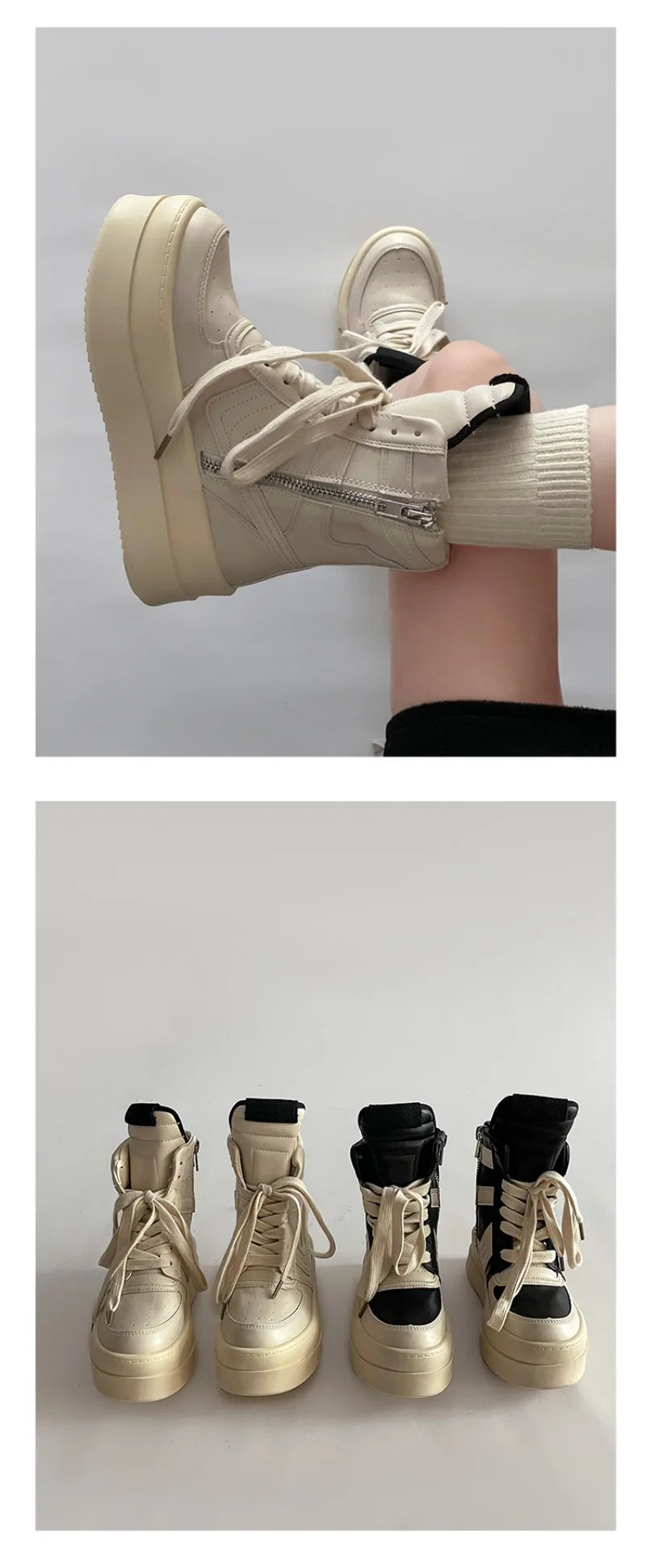 Shoes for Women Women's Ankle Boots Trendy Retro High-top Women's Shoes Fashion Casual Chunky Platform Luxury Designer Sneakers - Belvar