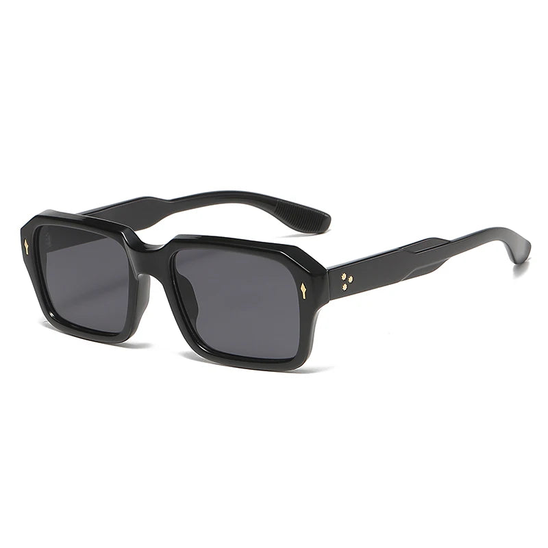 2024 New Square Sunglasses Personalized Sunscreen Ink High Quality Men's Retro Black Classic Rivet Fashion Glasses