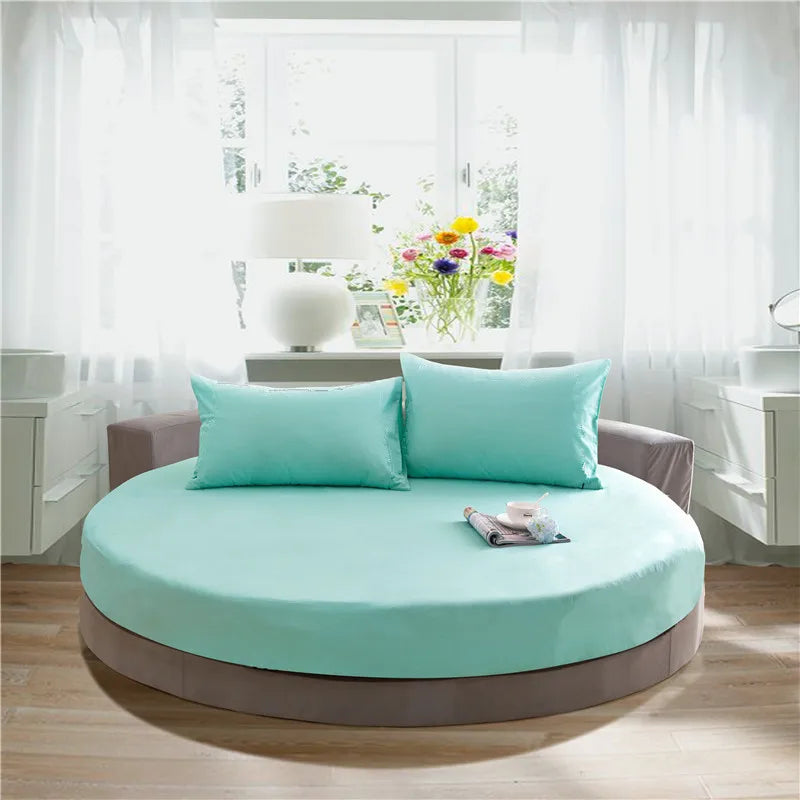100% Cotton Fitted Sheet Round Hotel Home Extra Soft Round Bed Sheets and Pillowcases Pure Cotton Bedsheet with Elastic Straps