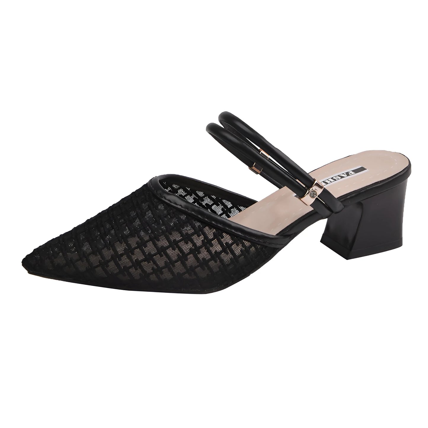 Women's New Slippers Minimalist Fashionable Thick-heeled Slip-on Sandals Summer Two-way Outer Wear One Line High Heel Slippers - Belvar