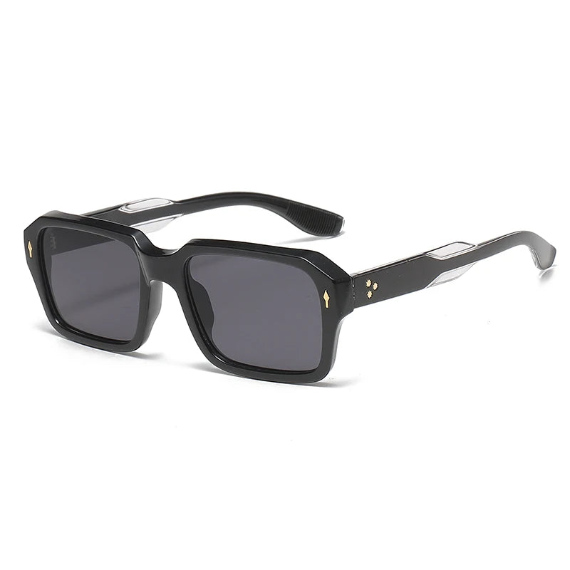 2024 New Square Sunglasses Personalized Sunscreen Ink High Quality Men's Retro Black Classic Rivet Fashion Glasses