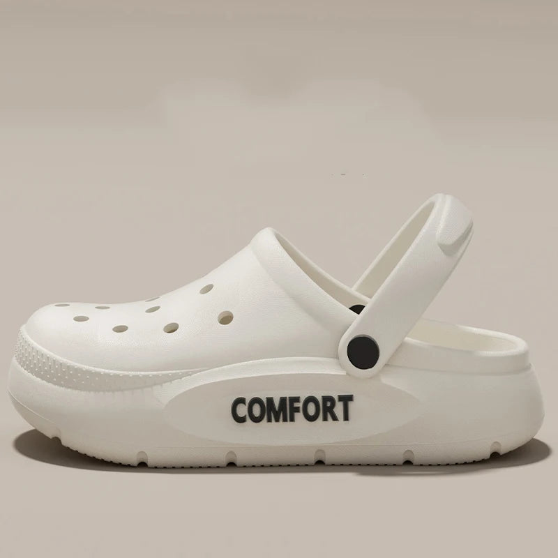 Women's Men's Slippers Summer Anti-Slip Couple Hollow Covered Toe Indoor Outdoor Casual Thick Bottom Sandals for Home Adults - Belvar