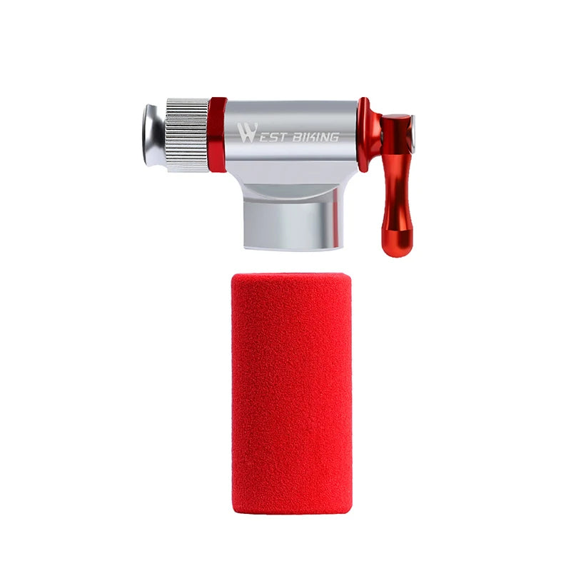 WEST BIKING Mini Bicycle CO2 Pump Portable Tire Inflator For Schrader Presta Adapter MTB Road Bike Aluminum Alloy Automatic Pump