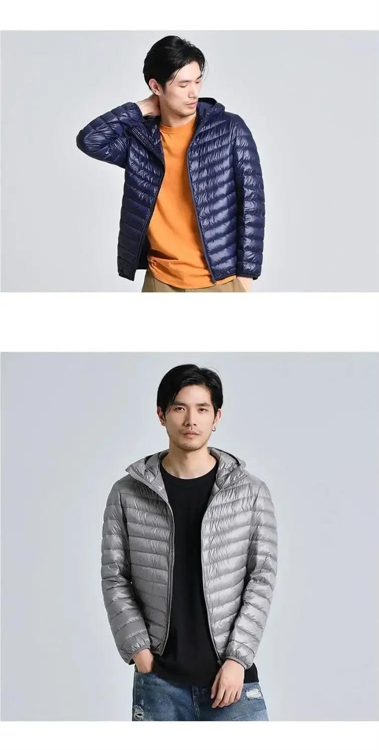 Trendy Lightweight Down Cotton Coat Men's Stand Collar Slimming Smooth Cotton Jacket For Youth Men Casual Scene