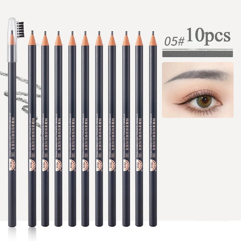 1/3/5/10pcs Ultra-fine Eyebrow Pencil 2mm Line Smooth Soft Eyebrow Pencil Brown Waterproof Long Lasting Make-up Pen with Brush