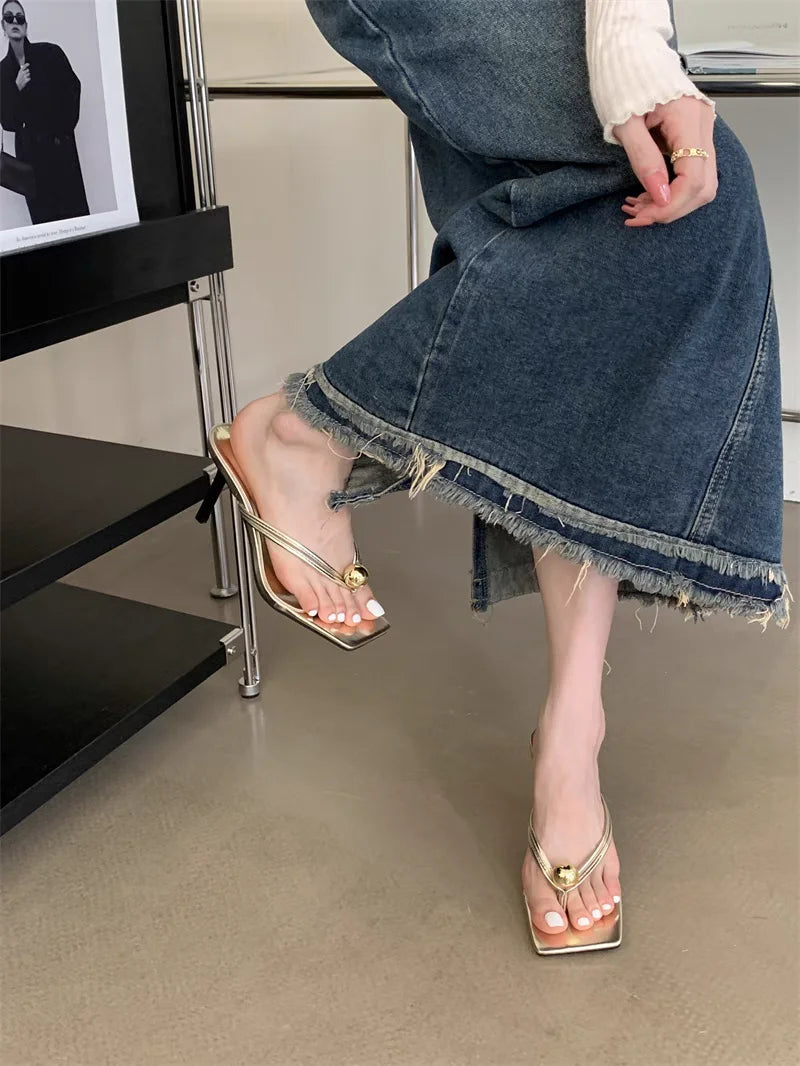 Women High Heels Slippers Designer Heeled Sandals Elegant Shoes Woman Summer 2025 Trend Fashion Fliop Flops Casual Slides Mujer - Belvar
