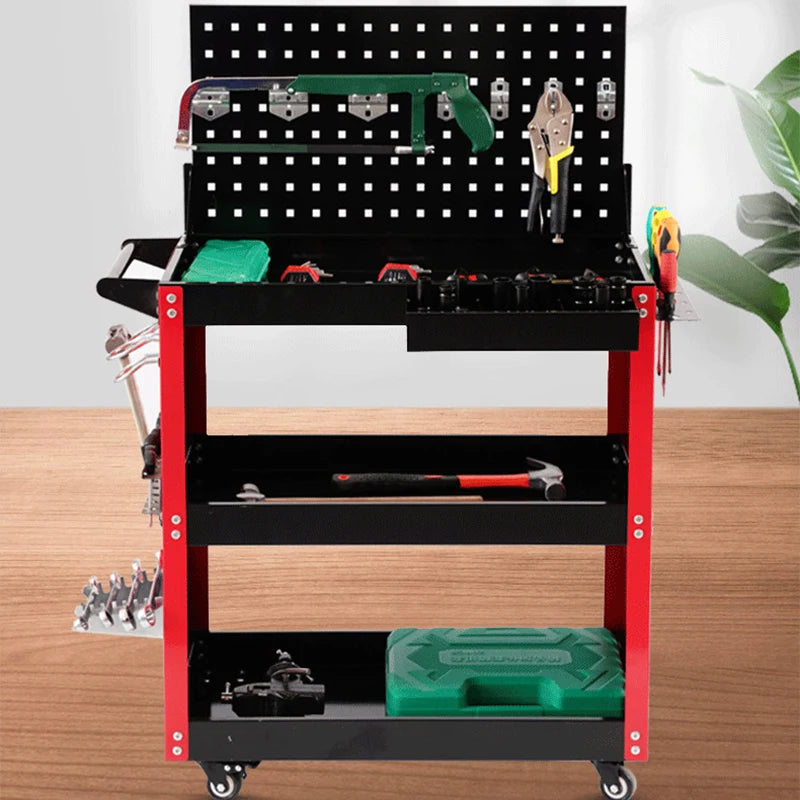 Mechanical Workshop Tools with Wheels, Tool Carts 3-layer Mobile Tool Car, Multifunctional and Heavy-duty Auto Repair Parts Car - Belvar
