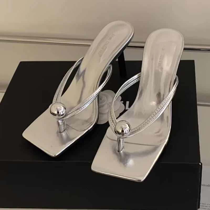 Women High Heels Slippers Designer Heeled Sandals Elegant Shoes Woman Summer 2025 Trend Fashion Fliop Flops Casual Slides Mujer - Belvar