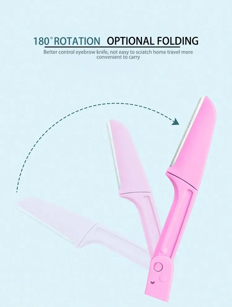 1/3pc Safe Folding Ladies Face Shaver Eyebrow Trimmer Blade Anti-Scratch Razor Makeup Tools Eyebrow Trimmer Face Razor for Women