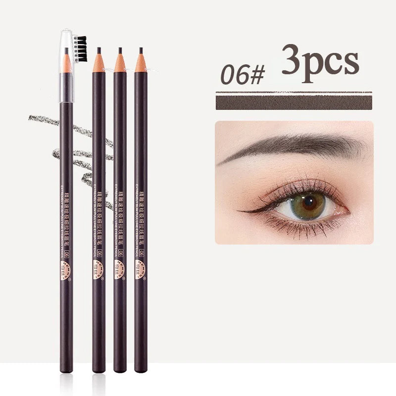 1/3/5/10pcs Ultra-fine Eyebrow Pencil 2mm Line Smooth Soft Eyebrow Pencil Brown Waterproof Long Lasting Make-up Pen with Brush