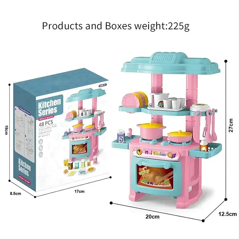 Mini Kitchen Counter Play Set DIY Simulated Cooking Food Tableware Play House Role Play Pretend Game Toy Gift Kid Boy Children - Belvar