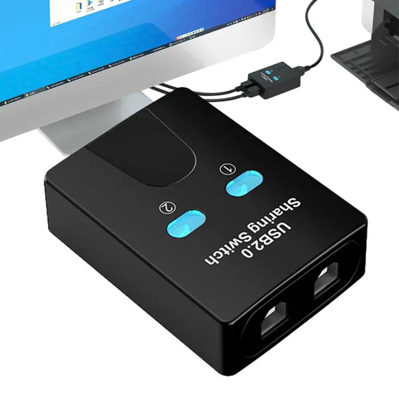 2 Port USB Switch Manual USB HUB Two Computers Share U Disk Printer Devices Two In One Out USB 2.0 Sharer With Cable