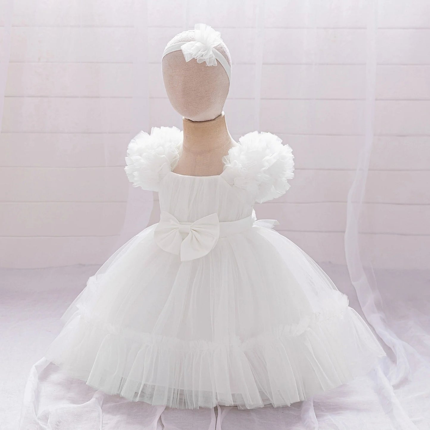 Toddler Party Baby Girls Dresses Baptism Bridesmaids Costume Infants 1st Birthday Bow Princess Dress Baby Wedding Christmas Gown
