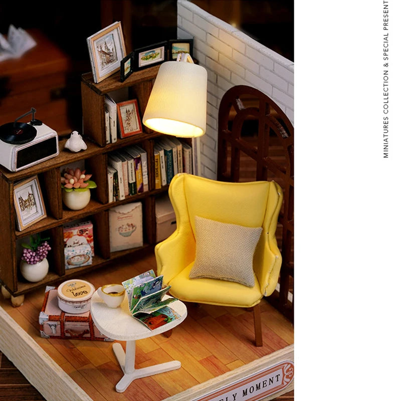 Wooden Miniature Doll House DIY Handmade Assembly Model Building Kit With Dust Cover 3D Puzzle Toys Birthday Gifts Dollhouse