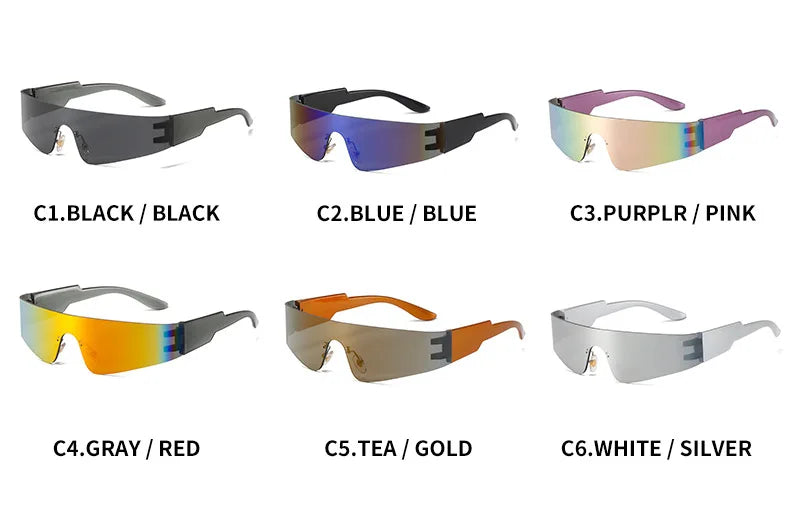 2000S Aesthetic Y2K Sunglasses Men One Piece Sports Sun Glasses Women Vintage Wrap Around Shades Fashion Punk Goggle Eyewear