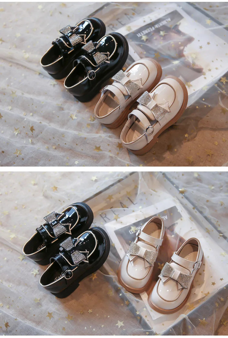 Kids Casual Shoes Children‘s Leather Shoes for Toddlers Girls Party Flats Kids Loafers Bowtie Shoes for Kids Girls Lolita Shoes - Belvar