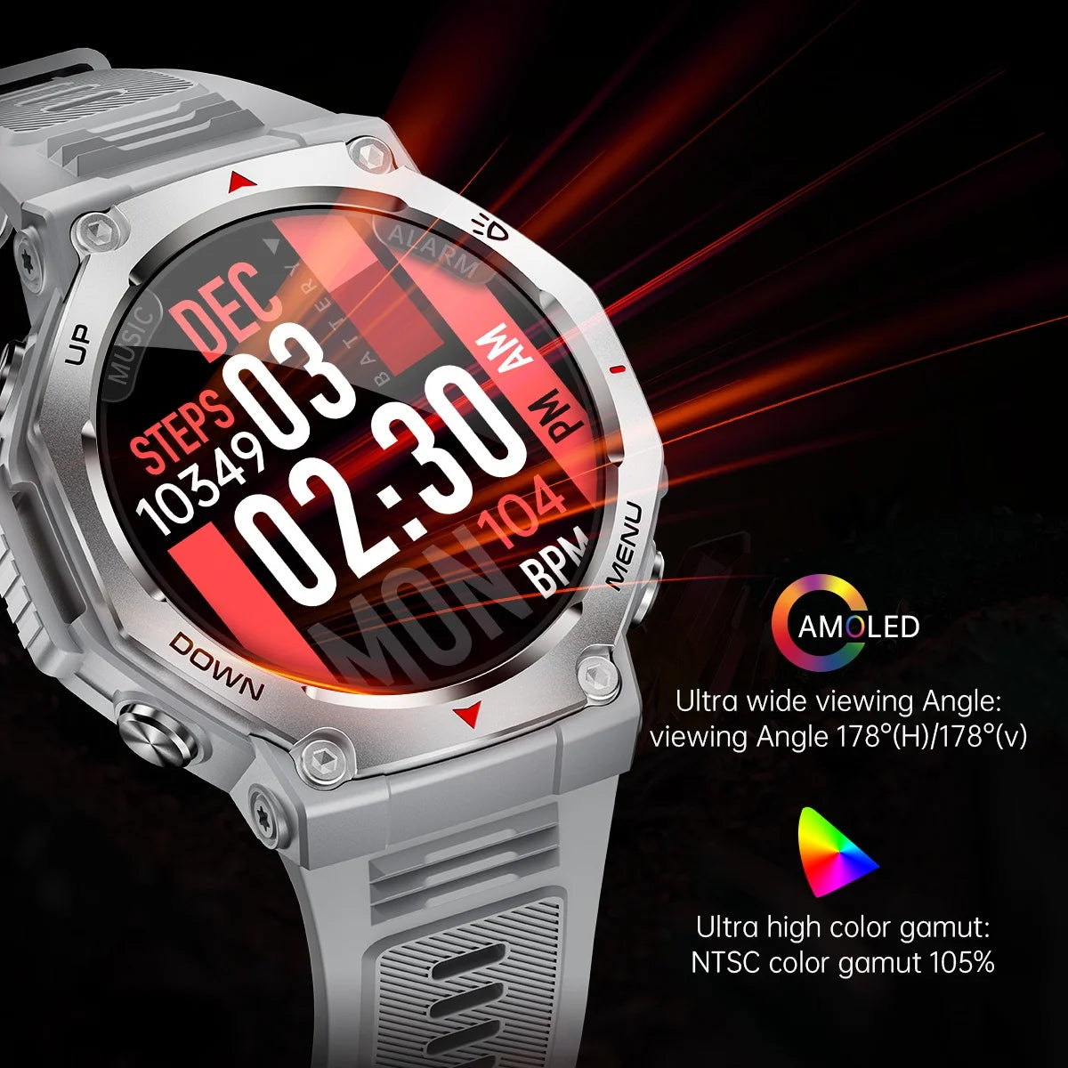 2025 New Military Smart Watch Flashlight/UV Light 5ATM Waterproof Sport Fitness Smartwatch Men Bluetooth Call for Xiaomi IOS