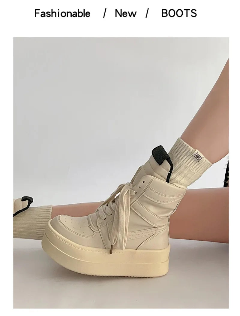 Shoes for Women Women's Ankle Boots Trendy Retro High-top Women's Shoes Fashion Casual Chunky Platform Luxury Designer Sneakers - Belvar