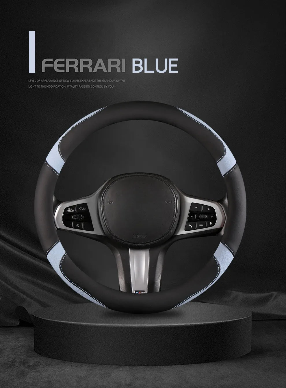 Car Steering Wheel Cover - Universal Car for Diverse Cars, Durable Leather Cover with Anti-Slip Lining, Fit for 14.5"-15" - Belvar