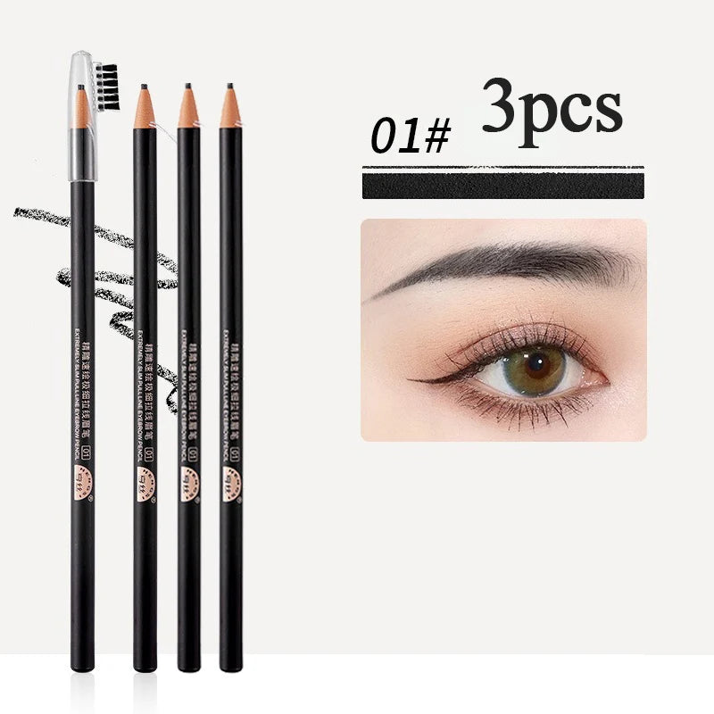 1/3/5/10pcs Ultra-fine Eyebrow Pencil 2mm Line Smooth Soft Eyebrow Pencil Brown Waterproof Long Lasting Make-up Pen with Brush