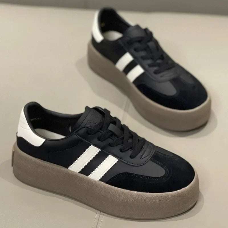 Sports shoes thick sole casual board shoes women 2024 new cowhide everything soft sole inside increase de training shoes - Belvar