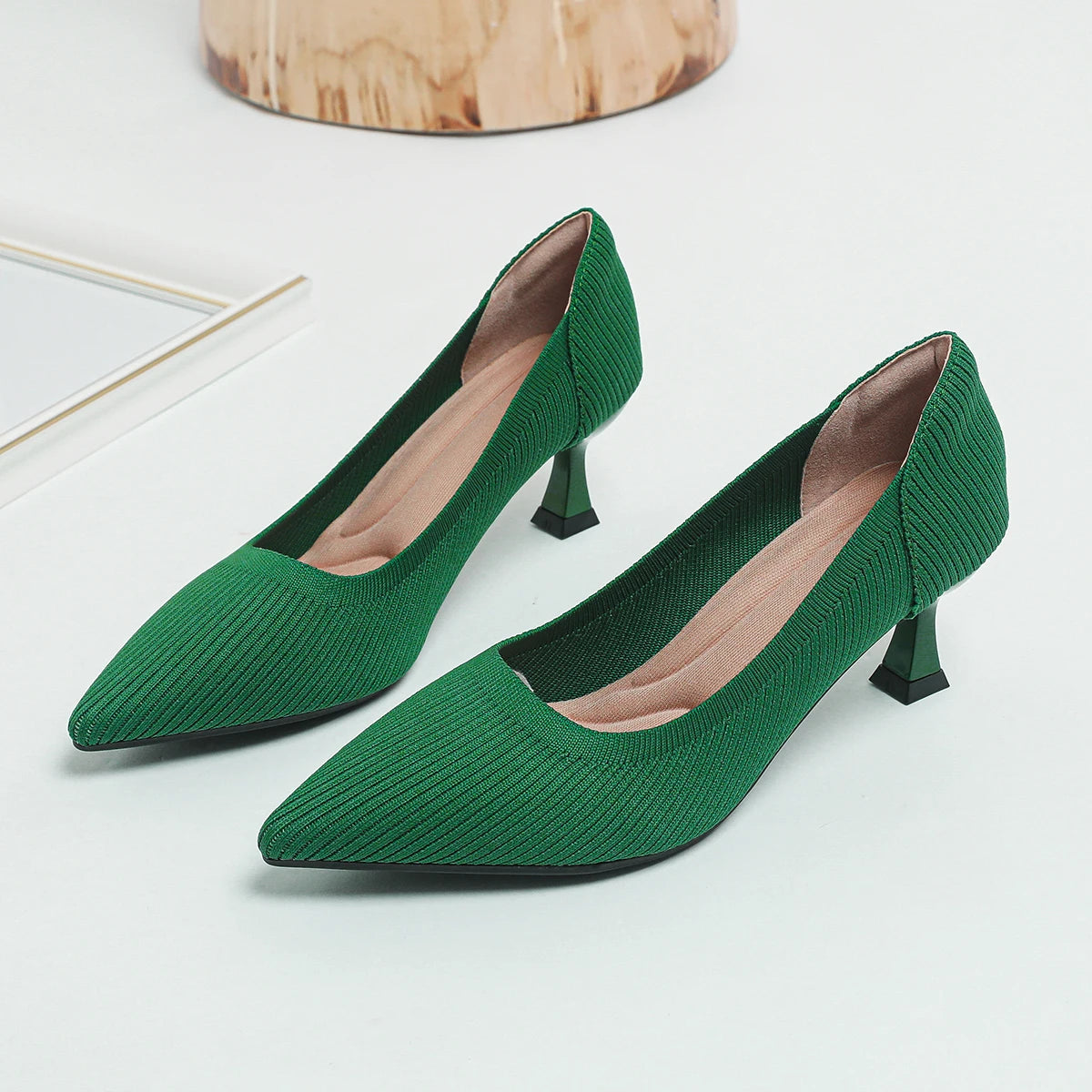 Women's High Heels Fashion Pattern Soft Knitted Comfortable Breathable Shoes 2025 New (6cm High) - Belvar