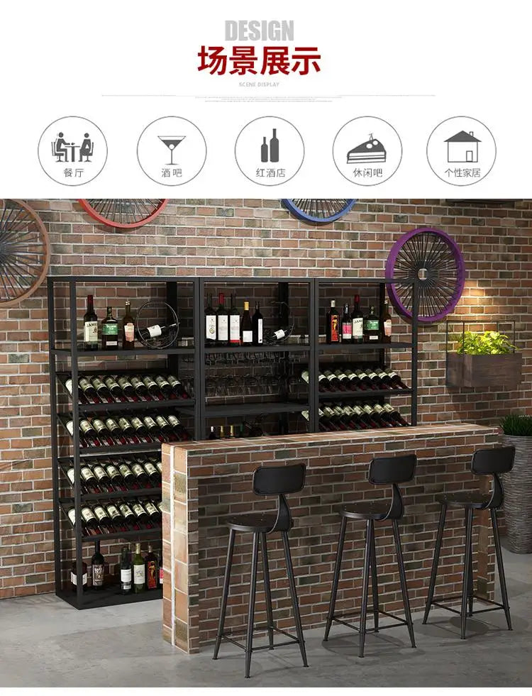 Kitchen Industrial Bar Cabinet Houses Wedding Iron Stackable Handmade Design Display Wine Rack Column Armadietto Cube Furniture