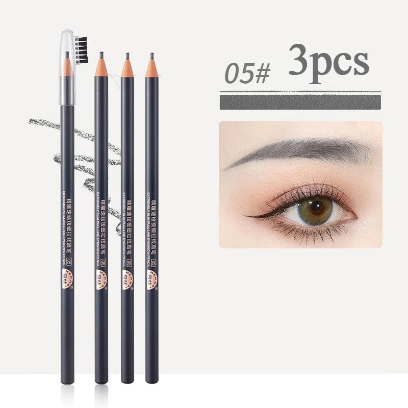 1/3/5/10pcs Ultra-fine Eyebrow Pencil 2mm Line Smooth Soft Eyebrow Pencil Brown Waterproof Long Lasting Make-up Pen with Brush