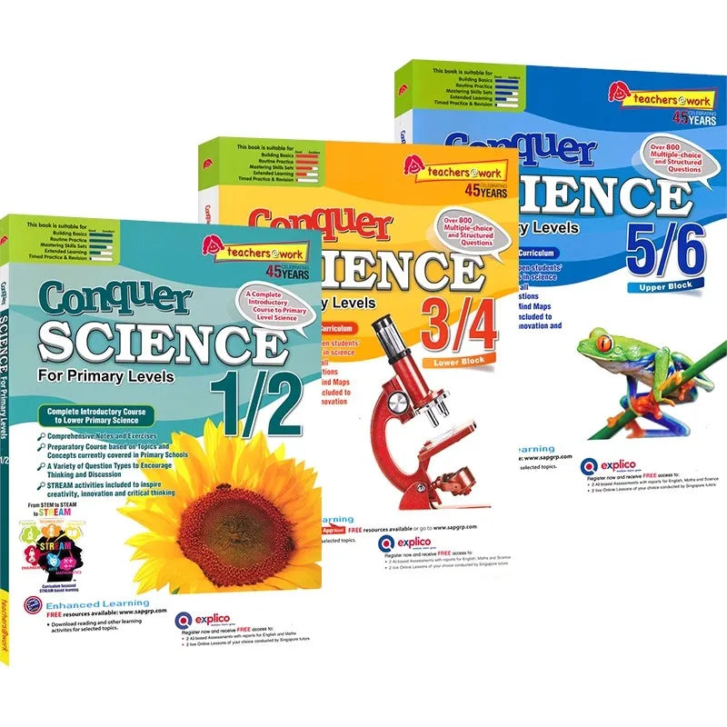 Singapore Science Primary School Grades 1-6 SAP Learning + Conquer Science Science Subject Workbook Knowledge Series