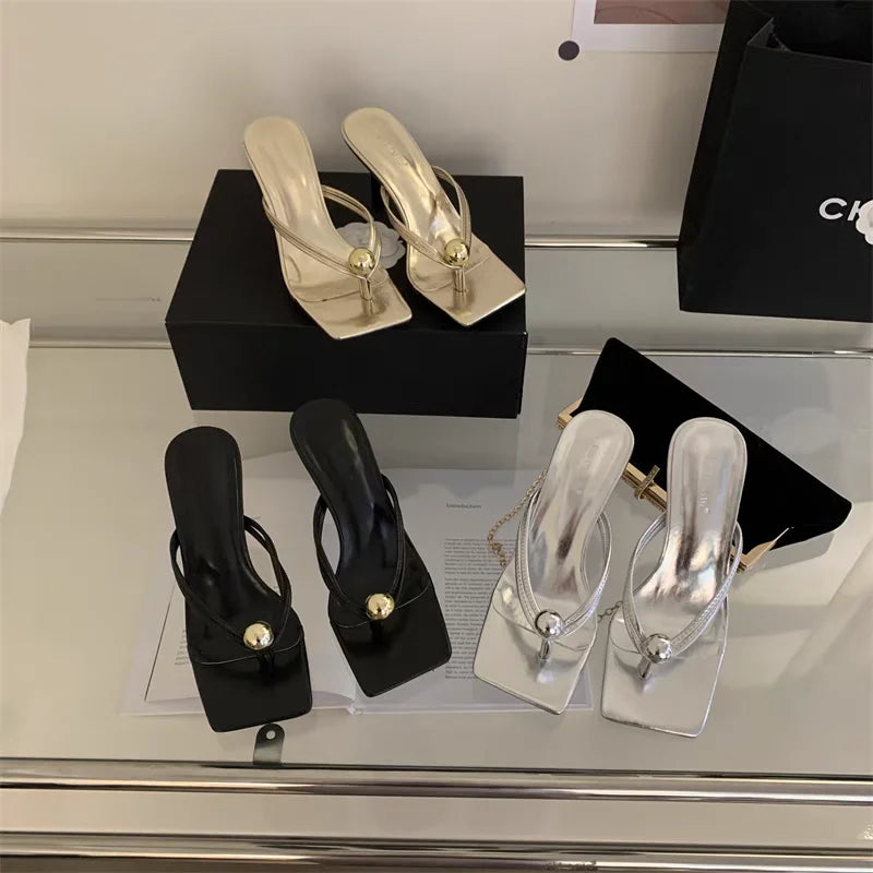 Women High Heels Slippers Designer Heeled Sandals Elegant Shoes Woman Summer 2025 Trend Fashion Fliop Flops Casual Slides Mujer - Belvar