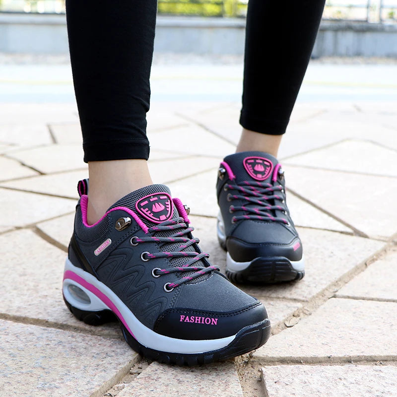 Ladies Sneakers Comfortable Breathable Platform Shoes Fashion Lace Up Female Casual Shoes for Women Outdoor Short Boots - Belvar